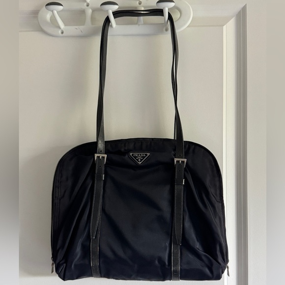 Vintage Prada navy dark blue nylon handle shoulder bag - Picture 7 of 16